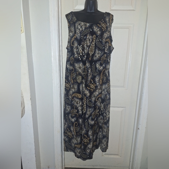 Studio I Brown and Black Sleeveless Sheath Maxi Dress - Picture 1 of 5